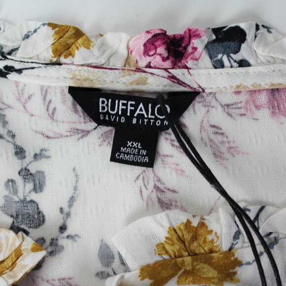 NEW Buffalo David Bitton flutter sleeve romantic floral blouse top XXL  2X - Picture 8 of 12